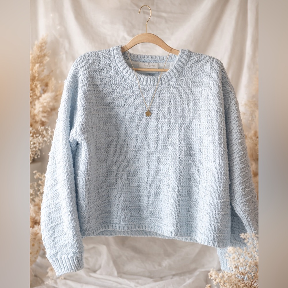Francesca’s Light Blue Textured Women's Sweater